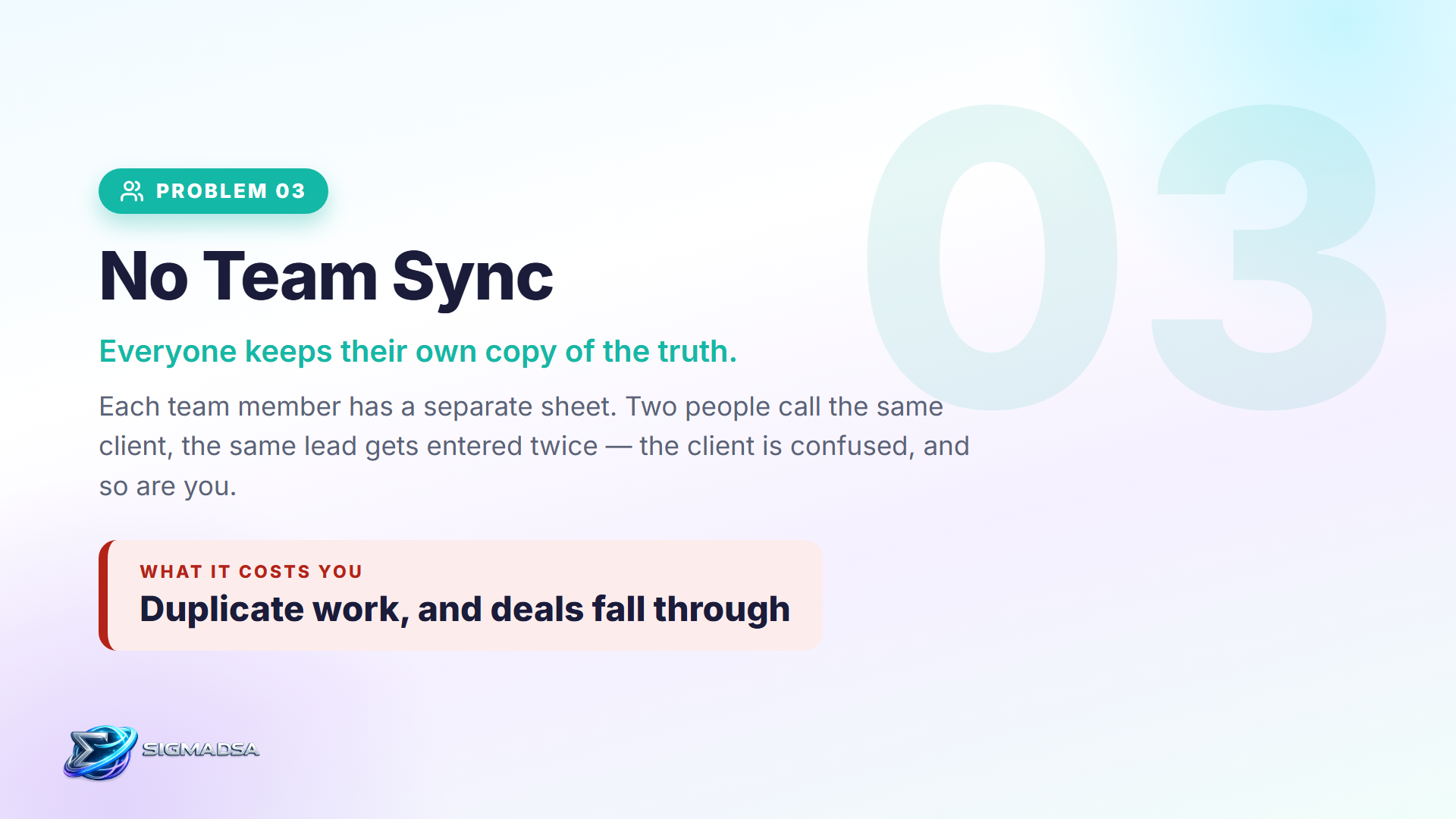 Problem 3 — No sync across your team