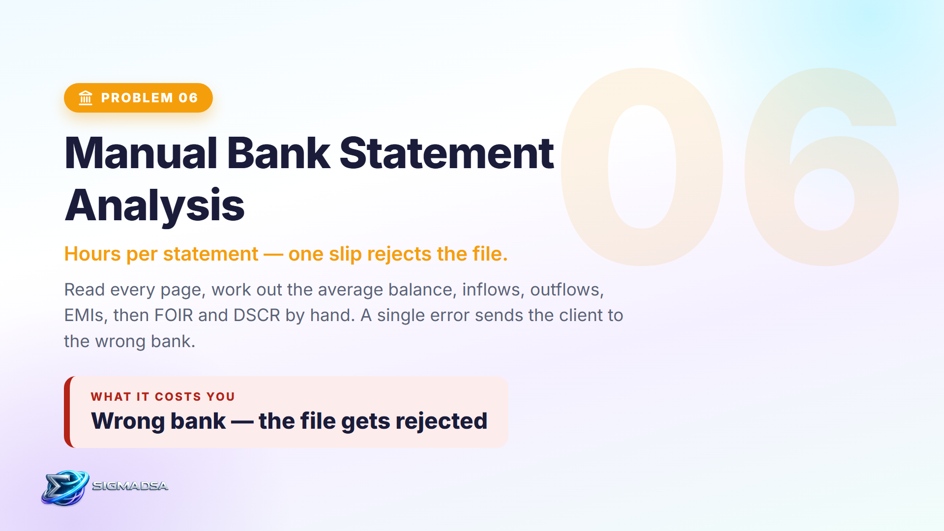 Problem 6 — Manual bank statement analysis