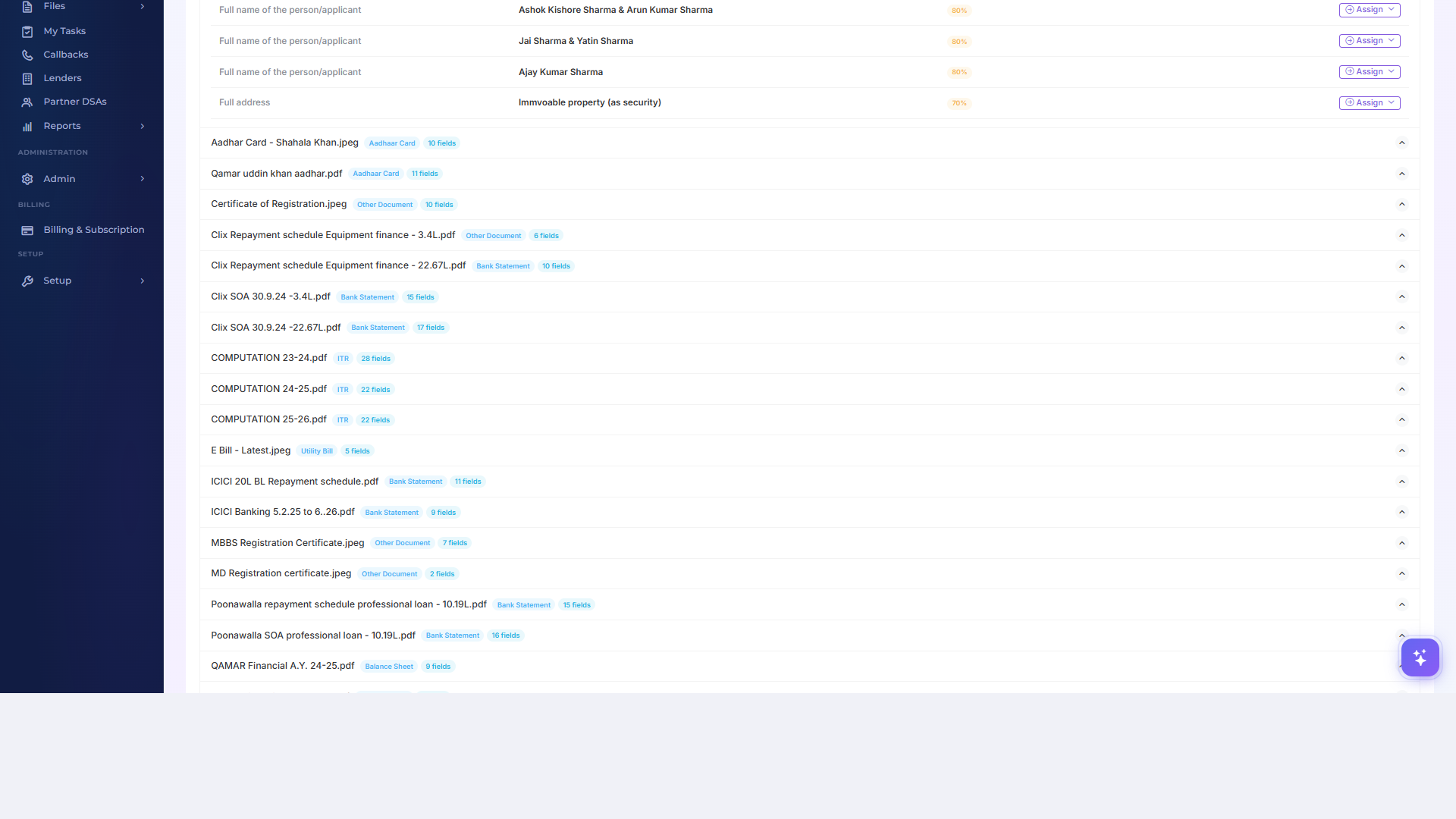 File Details tab with Extracted Entities and AI Extracted Data sections highlighted, plus an Assign button